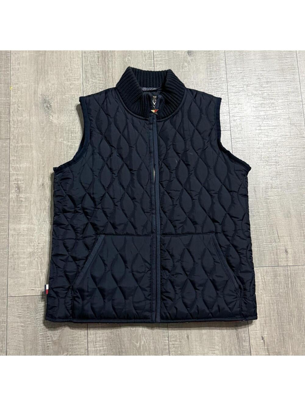 Vintage Rare Tommy Jeans Hilfiger Vest Blue Quilted Full Zip Women’s Medium - Picture 3 of 10